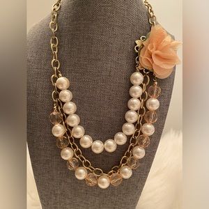 Claire’s Vintage Gold, Pearl like & Acrylic Draped Necklace